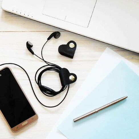 10pcs Data Cable Organizer, Leather Heart Shape, Headphone Storage, Winder, Anti-Lost, Multi-Color Cable Organizer in Saudi Arabia