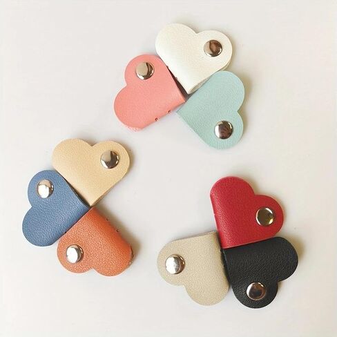 10pcs Data Cable Organizer, Leather Heart Shape, Headphone Storage, Winder, Anti-Lost, Multi-Color Cable Organizer in Saudi Arabia