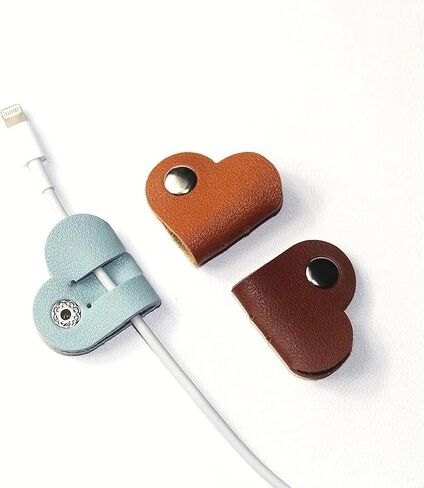 10pcs Data Cable Organizer, Leather Heart Shape, Headphone Storage, Winder, Anti-Lost, Multi-Color Cable Organizer in Saudi Arabia