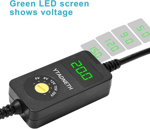 محول USB C إلى DC عالمي، كابل تشغيل PD برميلي، كابل محول USB-C إلى DC 5V 9V 12V 15V 20V مع شاشة LED، لأجهزة النت بوك، والأجهزة اللوحية، وإضاءة LED، والمصابيح، وأجهزة التوجيه in Kuwait