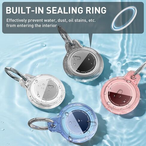 Waterproof for Airtag Holder, All-in Package for Apple for Airtag Case with Keychain, PC Hard Shell Swivel Buckle, for Tracking, Bags, Luggage, Keys, Clear Pink in Kuwait
