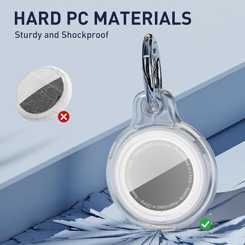 Waterproof for Airtag Holder, All-in Package for Apple for Airtag Case with Keychain, PC Hard Shell Swivel Buckle, for Tracking, Bags, Luggage, Keys, Clear Pink in Kuwait
