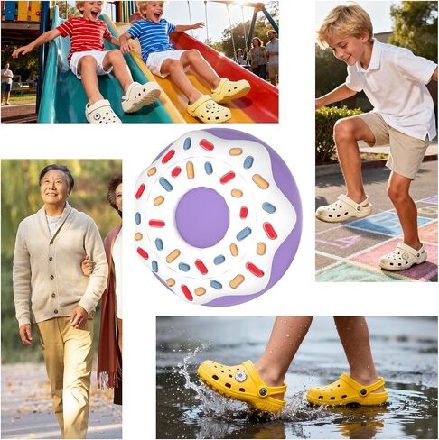 Waterproof Shoe Holder Compatible with AirTag, Hidden Silicone Shoe Holder, Shoes Charms Compatible with Apple Air Tag Tracker, Anti-Lost for Kid, Baby, Elderly (Purple White) in Kuwait