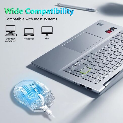 Redragon Wired Gaming Mouse, 24,000 DPI, 7 Programmable Button, 2 Side Buttons, 8 RGB LED Backlit Mode, Clear Transparent Shell, Light up Gamer Mice, Soft Cable for PC/Mac/Xbox, White in Saudi Arabia
