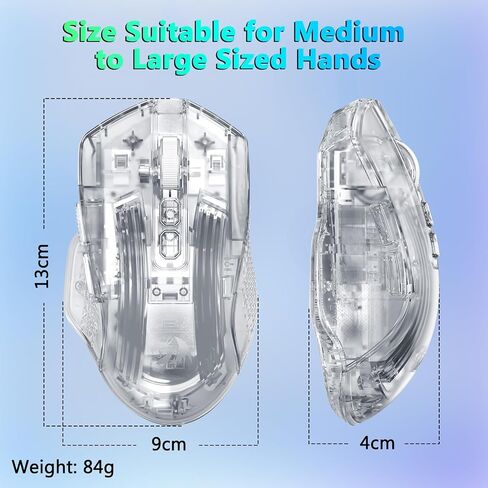 Redragon Wired Gaming Mouse, 24,000 DPI, 7 Programmable Button, 2 Side Buttons, 8 RGB LED Backlit Mode, Clear Transparent Shell, Light up Gamer Mice, Soft Cable for PC/Mac/Xbox, White in Saudi Arabia