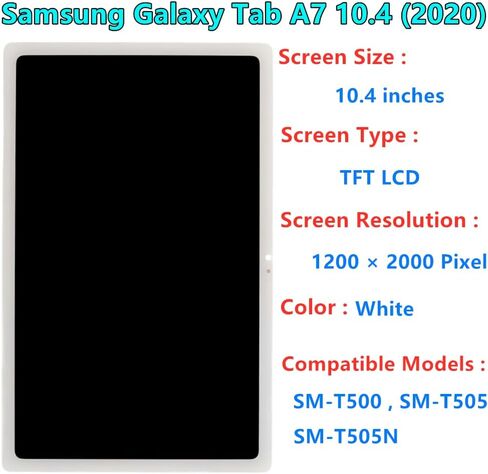 10.4 بوصة لهاتف Samsung Galaxy Tab A7 10.4 (2020) شاشة بديلة Galaxy Tab A7 10.4 2020 SM-T500 SM-T505 SM-T505N مجموعة محول رقمي لشاشة تعمل باللمس مع أداة إصلاح (أبيض) in Kuwait