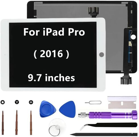 لباد برو 2016 LCD قطع غيار للشاشة 2016 A1673 A1674 A1675 9.7 "شاشة تعمل باللمس محول الأرقام الجمعية (أبيض + أدوات) in Kuwait