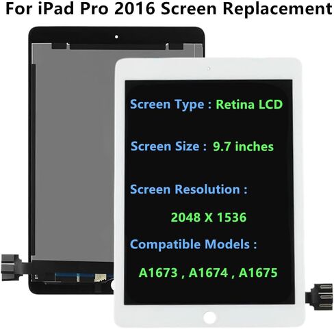 لباد برو 2016 LCD قطع غيار للشاشة 2016 A1673 A1674 A1675 9.7 "شاشة تعمل باللمس محول الأرقام الجمعية (أبيض + أدوات) in Kuwait