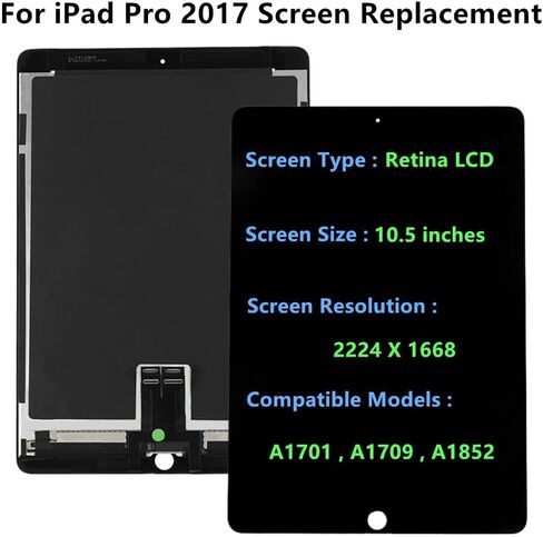 لباد برو 2017 شاشة LCD استبدال 2017 A1701 A1709 A1852 10.5 "عرض مجموعة رقمنة اللمس (أسود + أدوات) in Kuwait