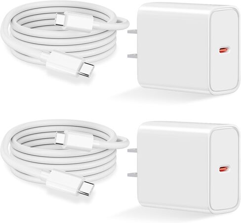 شاحن USB C فائق السرعة 40 وات لهاتف iPhone 17 Pro Max، 2 حزمة شاحن سريع مع كابلات USB C بطول 6 أقدام إلى النوع C متوافقة مع iPhone 17/17 Pro/17 Air/16 Pro Max/16/15 Series وiPad وGalaxy S24/S25 وAirPods in Saudi Arabia