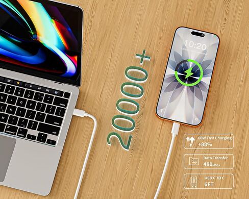 شاحن USB C فائق السرعة 40 وات لهاتف iPhone 17 Pro Max، 2 حزمة شاحن سريع مع كابلات USB C بطول 6 أقدام إلى النوع C متوافقة مع iPhone 17/17 Pro/17 Air/16 Pro Max/16/15 Series وiPad وGalaxy S24/S25 وAirPods in Saudi Arabia