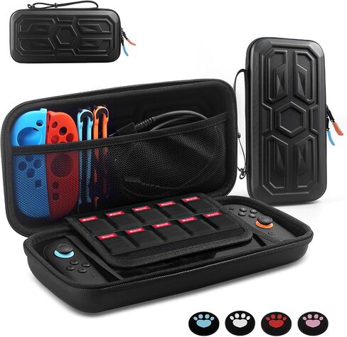 URMLCUS Carrying Case for Nintendo Switch 2 (2025), Hard Shell Travel Case with 10 Game Card Slots, Water Resistant & Shock Resistant Protection for Console & Accessories +4 Thumb Grip Caps (Black) in Saudi Arabia