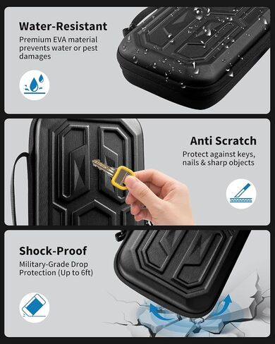 URMLCUS Carrying Case for Nintendo Switch 2 (2025), Hard Shell Travel Case with 10 Game Card Slots, Water Resistant & Shock Resistant Protection for Console & Accessories +4 Thumb Grip Caps (Black) in Saudi Arabia