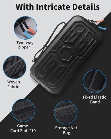 URMLCUS Carrying Case for Nintendo Switch 2 (2025), Hard Shell Travel Case with 10 Game Card Slots, Water Resistant & Shock Resistant Protection for Console & Accessories +4 Thumb Grip Caps (Black) in Saudi Arabia