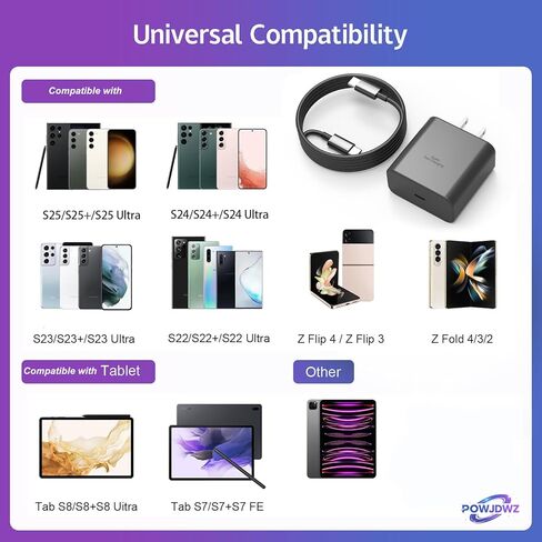 شاحن USB C بقدرة 45 وات شحن سريع للغاية من النوع C متوافق مع Samsung Galaxy S25 S24 S23 S22 Ultra S25+ S24+ S23+ S22+ والمزيد من السلسلة، شاحن هاتف Android PPS Wall وسلك كابل C بطول 6 أقدام (حزمة واحدة) in Kuwait