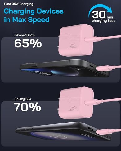 شاحن 35 وات iPhone 17 16 15 شحن سريع، 3 عبوات USB C شاحن من النوع C شواحن 6 أقدام من النوع C إلى C كابل لـ IP 17/17 Air/17 Plus/17 Pro Max/16/16 Pro/16 Plus/16 Pro Max/15 Series- أبيض in Kuwait