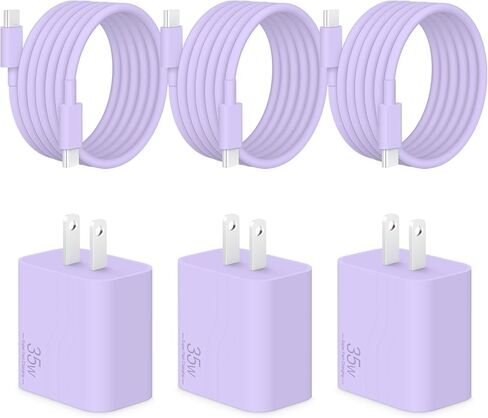 شاحن 35 وات iPhone 17 16 15 شحن سريع، 3 عبوات USB C شاحن من النوع C شواحن 6 أقدام من النوع C إلى C كابل لـ IP 17/17 Air/17 Plus/17 Pro Max/16/16 Pro/16 Plus/16 Pro Max/15 Series- أبيض in Kuwait