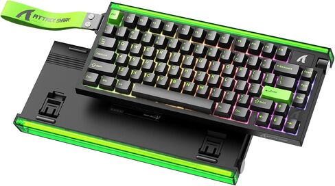 ATTACK SHARK R85 HE سلكي 75% لوحة مفاتيح ميكانيكية RGB للألعاب ذات تأثير القاعة السريعة مع استقصاء 8K، دقة RT 0.05 مم، زمن استجابة 0.08 مللي ثانية، مفتاح مغناطيسي، 5 طبقات صوت مخمد، برنامج تشغيل للكمبيوتر الشخصي Mac (أخضر) in Saudi Arabia