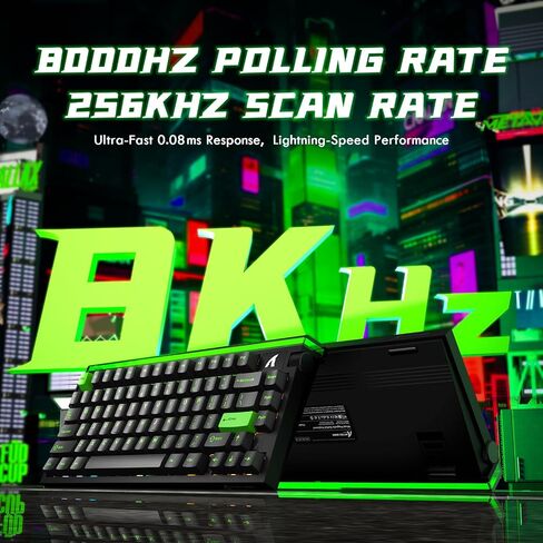 ATTACK SHARK R85 HE سلكي 75% لوحة مفاتيح ميكانيكية RGB للألعاب ذات تأثير القاعة السريعة مع استقصاء 8K، دقة RT 0.05 مم، زمن استجابة 0.08 مللي ثانية، مفتاح مغناطيسي، 5 طبقات صوت مخمد، برنامج تشغيل للكمبيوتر الشخصي Mac (أخضر) in Saudi Arabia
