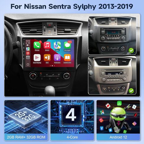 راديو سيارة Leadfan لنيسان سنترا 2013 2014 2015 2016 2017 استبدال ستيريو مع Carplay اللاسلكي Android Auto 10.1 بوصة HD شاشة تعمل باللمس Buit-in GPS Navigation Bluetooth Backup Camera MICR in Kuwait