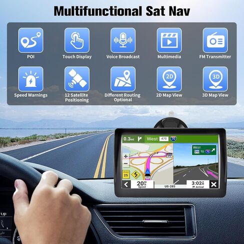 GPS Navigator for Car Truck RV - نظام ملاحة بشاشة لمس عالية الدقة مقاس 7 بوصات، أحدث خرائط 2025، تحديثات مجانية مدى الحياة، تحذير من السرعة والضوء الأحمر، توجيه صوتي خطوة بخطوة، ملاحة GPS لجميع السيارات in Saudi Arabia