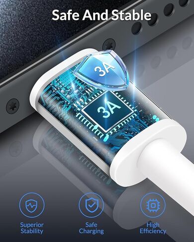 Car Carplay Cable Compatible for iPhone 16/16 Plus/16 Pro/16 Pro Max/15/15 Plus/15 Pro/15 Pro Max, 6ft USB A to USB C Charging Cable Cord, 2 Pack Type-C Car Charger Cord, White in Saudi Arabia