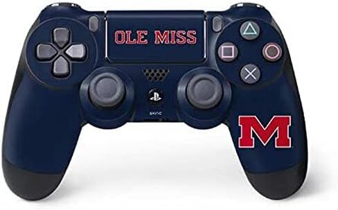 ملصق Skinit المخصص للألعاب متوافق مع وحدة تحكم PS4 - تصميم مرخص رسميًا من جامعة ميسيسيبي Ole Miss Blue in Kuwait