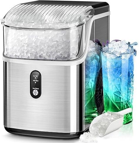 Countertop Ice Maker, Self-Cleaning Portable Ice Maker Machine with Handle, 9 Bullet-Shaped Ice Cubes Ready in 6 Mins, 26Lbs/24H with Ice Scoop and Basket for Home/Kitchen/Party in Kuwait