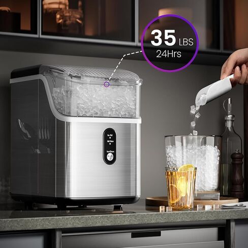 Countertop Ice Maker, Self-Cleaning Portable Ice Maker Machine with Handle, 9 Bullet-Shaped Ice Cubes Ready in 6 Mins, 26Lbs/24H with Ice Scoop and Basket for Home/Kitchen/Party in Kuwait