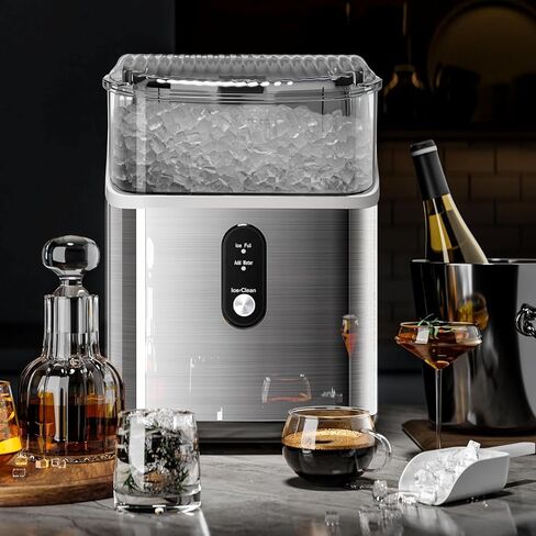 Countertop Ice Maker, Self-Cleaning Portable Ice Maker Machine with Handle, 9 Bullet-Shaped Ice Cubes Ready in 6 Mins, 26Lbs/24H with Ice Scoop and Basket for Home/Kitchen/Party in Kuwait