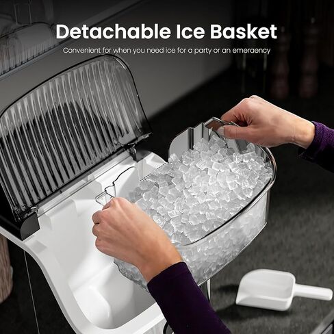 Countertop Ice Maker, Self-Cleaning Portable Ice Maker Machine with Handle, 9 Bullet-Shaped Ice Cubes Ready in 6 Mins, 26Lbs/24H with Ice Scoop and Basket for Home/Kitchen/Party in Kuwait