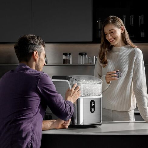 Countertop Ice Maker, Self-Cleaning Portable Ice Maker Machine with Handle, 9 Bullet-Shaped Ice Cubes Ready in 6 Mins, 26Lbs/24H with Ice Scoop and Basket for Home/Kitchen/Party in Kuwait