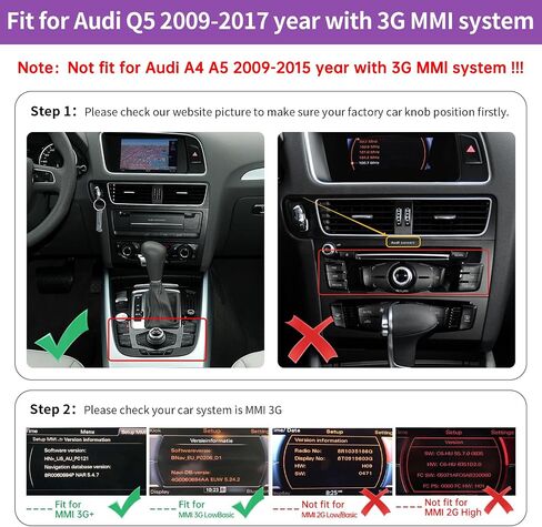 NINETOM 8.9 بوصة تعمل باللمس لاسلكي CarPlay Android Auto الوسائط المتعددة مستقبل راديو السيارة متوافق مع Audi Q5 مع نظام 3G MMI+ (2009-2017)، يدعم Mirrorlink، الكاميرا، الملاحة in Kuwait