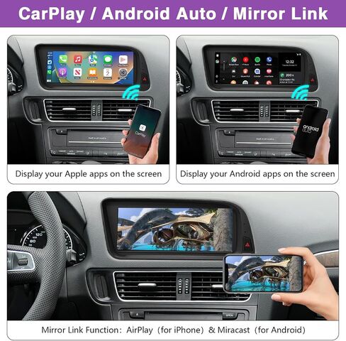 NINETOM 8.9 بوصة تعمل باللمس لاسلكي CarPlay Android Auto الوسائط المتعددة مستقبل راديو السيارة متوافق مع Audi Q5 مع نظام 3G MMI+ (2009-2017)، يدعم Mirrorlink، الكاميرا، الملاحة in Kuwait