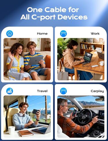 كابل AUFU PD 60 وات USB C إلى USB C بطول 10 أقدام (عبوة واحدة)، دوران مزدوج 180 درجة + 360 درجة/شحن سريع من C إلى C/كابل USB C بطول 10 أقدام لهاتف واحد 17/16/15/سلسلة Ma-Book/Pad، سلسلة Samsung Galaxy in Kuwait