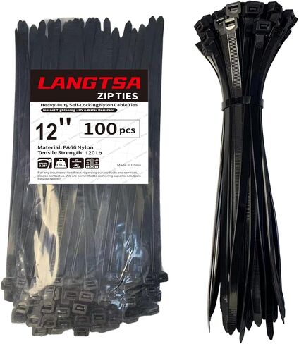 Plastic Ties 12Inch 100pcs,Secure and Dependable Nylon Zip Ties Heavy-Duty 120lb High-Strength Industrial Product,Perfect for Home DIY, Workshop Projects, and Travel Essentials white byLANGTSA in Kuwait