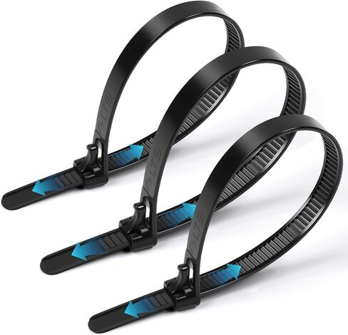 Christmas Lights Zip Ties 8 Inch 100 Pack - Releasable Heavy Duty for Christmas Tree, Outdoor Decor, 0.3 Inch Wide, 55LB Strength, Black in Saudi Arabia