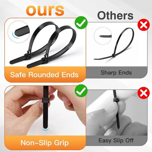 Christmas Lights Zip Ties 8 Inch 100 Pack - Releasable Heavy Duty for Christmas Tree, Outdoor Decor, 0.3 Inch Wide, 55LB Strength, Black in Saudi Arabia