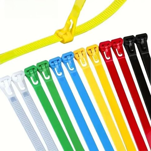 50pcs Reusable nylon cable ties - suitable for cable management and organization in homes, gardens, and offices, Black in Saudi Arabia