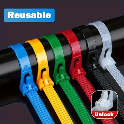 50pcs Reusable nylon cable ties - suitable for cable management and organization in homes, gardens, and offices, Black in Saudi Arabia