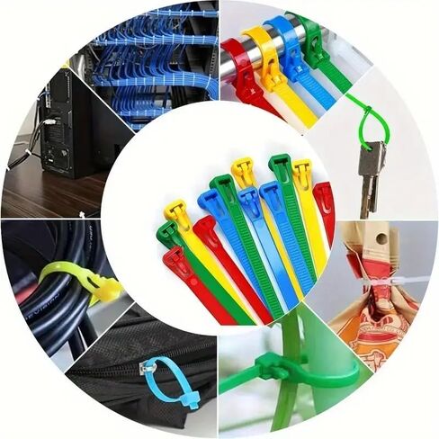 50pcs Reusable nylon cable ties - suitable for cable management and organization in homes, gardens, and offices, Black in Saudi Arabia