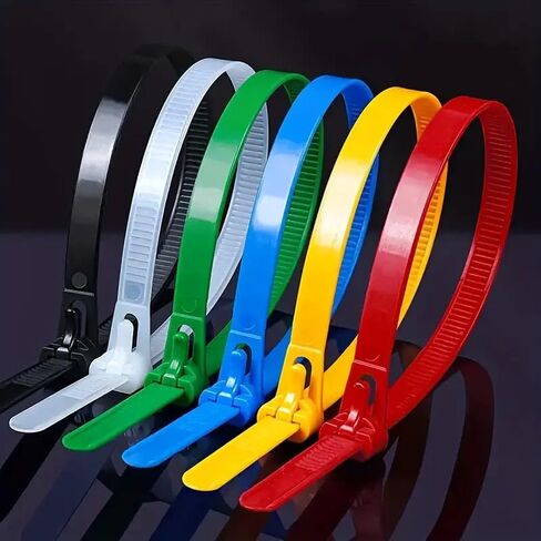 50pcs Reusable nylon cable ties - suitable for cable management and organization in homes, gardens, and offices, Black in Saudi Arabia