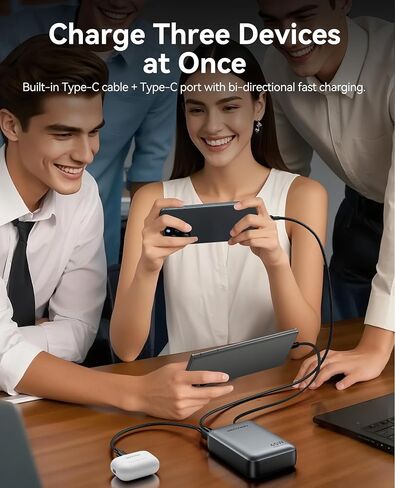 بنك طاقة VENTION بقدرة 45 وات، معتمد من CCC بقوة 20000 مللي أمبير في الساعة مع كابل USB-C مدمج، شاحن محمول سريع الشحن للسفر مع شاشة رقمية LED لأجهزة iPhone 17/16/15 Xiaomi Galaxy S25/S24 iPad المحمول (رمادي) in Saudi Arabia