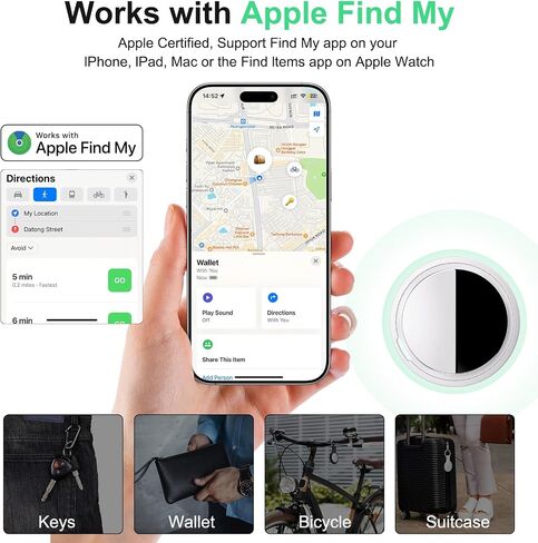 تعمل علامة Air Tracker مع Apple Find My (iOS فقط) وتتضمن بطارية قابلة للاستبدال، ومكتشف المفاتيح الذكي عبر البلوتوث للمفاتيح، والأمتعة، والمحفظة، والحيوانات الأليفة، والسيارة، والدراجة (أبيض، 4 عبوات) in Kuwait