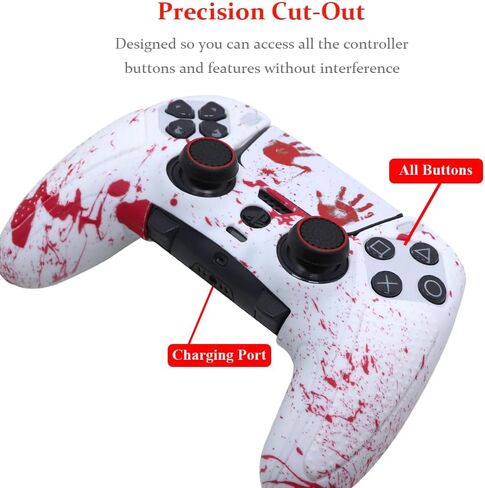 IVYUEEN for PlayStation 5 PS5 Edge Controller Graffiti Blood Anti-Slip Protective Skin Cover, Silicone Case for DualSense Edge Controller Grip with Touch Pad Sticker Accessories in Saudi Arabia
