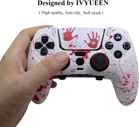 IVYUEEN for PlayStation 5 PS5 Edge Controller Graffiti Blood Anti-Slip Protective Skin Cover, Silicone Case for DualSense Edge Controller Grip with Touch Pad Sticker Accessories in Saudi Arabia