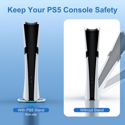 حامل عمودي لوحدات تحكم PlayStation Pro/PS5/PS5 قرص وحدة تحكم رفيع ورقمي، ملحقات PlayStation 5 حامل ثابت مع 7 مصابيح RGB، قاعدة غير قابلة للانزلاق سهلة التركيب in Kuwait