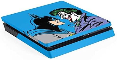 Skinit Decal Gaming Skin Compatible with PS4 Slim - Officially Licensed Warner Bros Batman vs Joker - Blue Background Design in Saudi Arabia