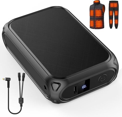حزمة بطارية سترة ساخنة 7.4 فولت تيار مستمر/5 فولت USB متوافقة مع ORORO وVenustas، شاشة LED بنك طاقة قابل لإعادة الشحن بقدرة 20000 مللي أمبير في الساعة للسترات الساخنة وغطاء للرأس ووسادة ساخنة وما إلى ذلك in Saudi Arabia