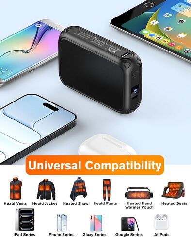 حزمة بطارية سترة ساخنة 7.4 فولت تيار مستمر/5 فولت USB متوافقة مع ORORO وVenustas، شاشة LED بنك طاقة قابل لإعادة الشحن بقدرة 20000 مللي أمبير في الساعة للسترات الساخنة وغطاء للرأس ووسادة ساخنة وما إلى ذلك in Saudi Arabia